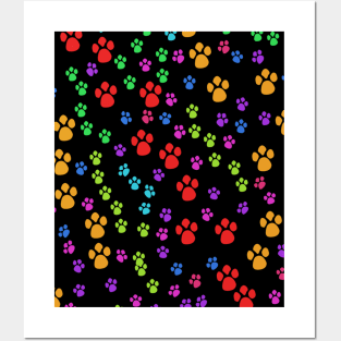 Dog Paw Print Pattern Watercolor Posters and Art